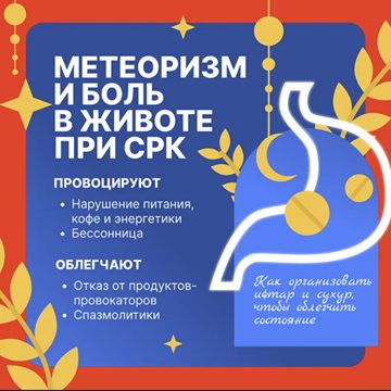 Открытка «Метеоризм и боль в животе при СРК»